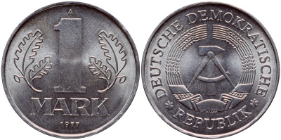 ГДР 1 МАРКА 1977 А KM 35.2 алюминий UNC 1523-215