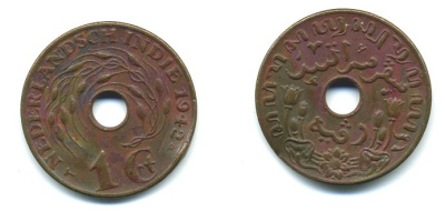 Нидерландская Индия 1 цент 1942 KM 317 бронза 04-451