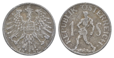 Австрия 1 шиллинг 1947 сеятель KM 2871 алюминий 4556-933