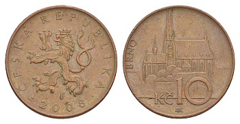 Чехия 10 крон 2008 KM 4 сталь плакированная медью 4633-724