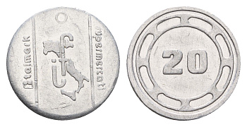 Италия жетон TelMark - в 20 баллов диаметр 20 мм, вес 1,2 гр алюминий 4669-311