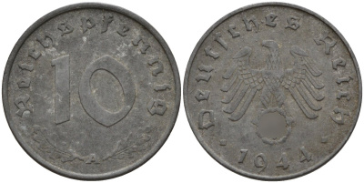 Германия 10 рейхспфеннигов 1944 A KM 101, J.371 цинк 4151-261