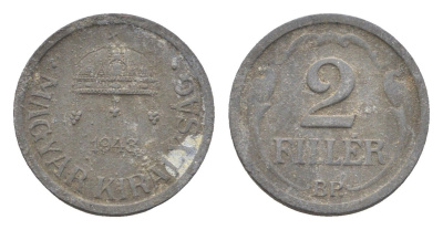 Венгрия 2 филлера 1943 BP KM 519 цинк 4665-524