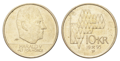 Норвегия 10 крон 1995 Харальд V (1991-) KM 457 никель латунь 4704-311