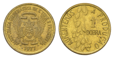 Сан-Томе и Принсипи 1 добра 1977 KM 26 латунь UNC 4679-557