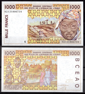 Западная Африка, Сенегал 1000 франков 2002 Pick 711 Kl бумага UNC (пресс) 7214-20-2-1