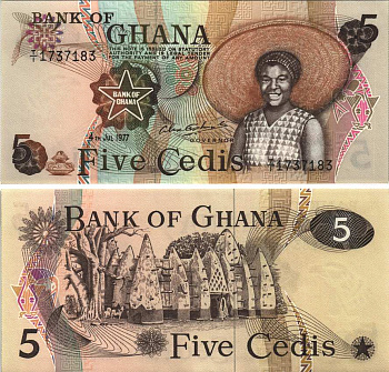 Гана 5 седи 1977 Мечеть Ларабанга Pick 15 b бумага UNC (пресс) 6299-55-3-2