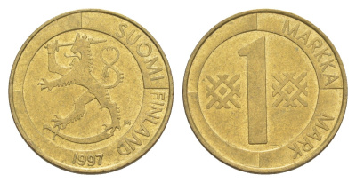 Финляндия 1 марка 1997 KM 76 алюминиевая бронза 4648-615