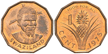Свазиленд 1 цент 1975 FAO, продовольственная программа, Собуза II KM 7 бронза aUNC 4580-643