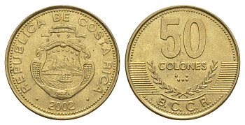Коста-Рика 50 колонов 2002 KM 231.1a алюминиевая бронза UNC 4631-245
