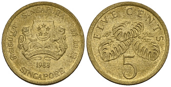 Сингапур 5 центов 1988 KM 50 алюминиевая бронза 4147-162