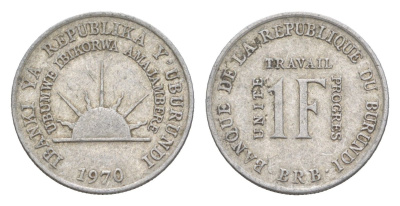 Бурунди 1 франк 1970 KM 18 алюминий 4649-417