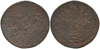 ХОЛЛАНД, НИДЕРЛАНДЫ 1 ДУИТ 174Х KM 80 медь 117-546