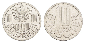 Австрия 10 грошей 1988 KM 2878 алюминий 4147-566