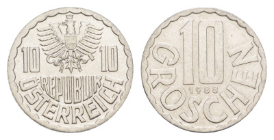 Австрия 10 грошей 1988 KM 2878 алюминий 4147-566