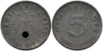 Германия 5 рейхспфеннигов 1940 A KM 100 цинк 4594-1122