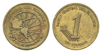 Эквадор 1 сентаво 2000 KM 104 латунь 4664-422