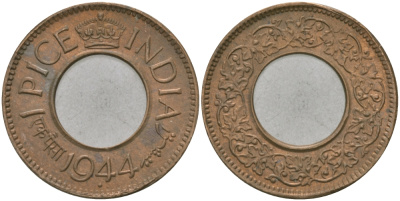 Британская Индия 1 пайс 1944 Георг VI (1936-1952) KM 533 бронза 33-1055