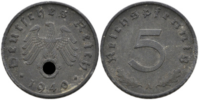 Германия 5 рейхспфеннигов 1940 A KM 100 цинк 4594-1122