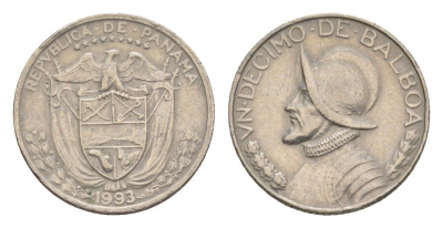 Панама 1/10 бальбоа (10 сентесимо) 1993 KM 10 медь плакированная медно-никелем 4644-169