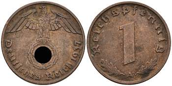 Германия 1 рейхспфенниг 1937 A KM 89, J 361 бронза 4396-234