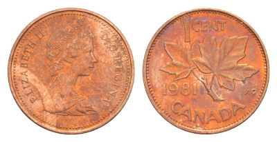 Канада 1 цент 1981 Елизавета II (1952-2022), кленовый лист KM 127 бронза 4639-357