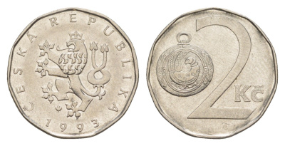 Чехия 2 кроны 1993 KM 9 сталь плакированная никелем 4381-956