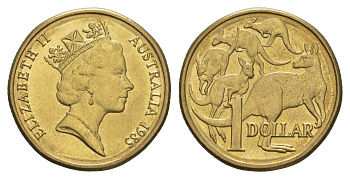 Австралия 1 доллар 1985 Елизавета II (1952-2022), кенгуру KM 84 алюминиевая бронза UNC 4657-212