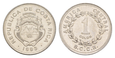 Коста-Рика 1 колон 1993 KM 210 нержавеющая сталь UNC 4656-955