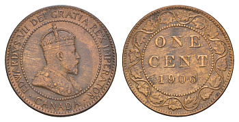 Канада 1 цент 1906 Эдуард VII (1901-1910) KM 8 бронза aUNC 1518-1431