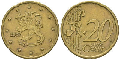 Финляндия 20 евроцентов 2002 M KM 102 нордик 4529-954