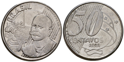 Бразилия 50 сентаво 2002 KM 651a нержавеющая сталь 216-1132