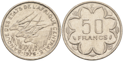 Камерун 50 франков 1976 Е KM 11 никель 4595-827