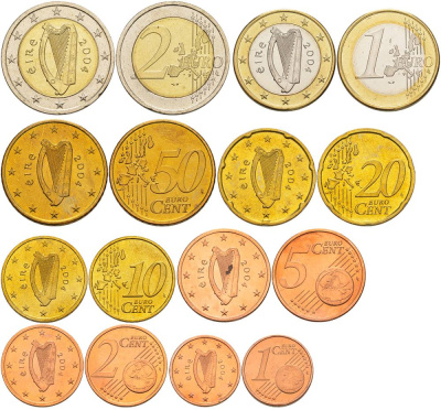 Ирландия евронабор из 8 монет 2004 1, 2, 5, 10, 20, 50 ЕВРОЦЕНТОВ, 1 И 2 ЕВРО UNC 68-1041