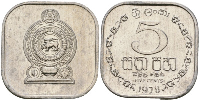 Шри-Ланка 5 центов 1978 KM 139a алюминий 4136-643