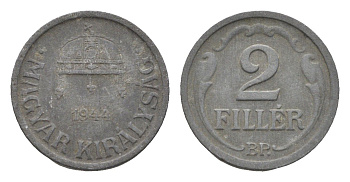 Венгрия 2 филлера 1944 BP KM 519 цинк 4664-913