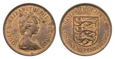 Джерси 1/2 нового пенни 1980 Елизавета II (1952-2022) KM 29 бронза UNC 4658-1257