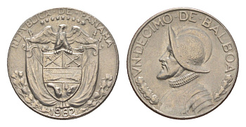 Панама 1/10 бальбоа (10 сентесимо) 1982 KM 10 медь плакированная медно-никелем aUNC 4644-159