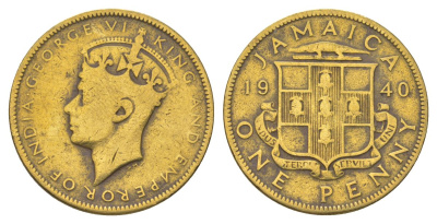 Ямайка 1 пенни 1940 KM 32 никель латунь 4628-435