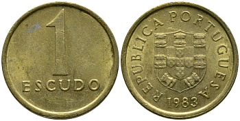 ПОРТУГАЛИЯ 1 ЭСКУДО 1983 KM 614 никель латунь 08-1348