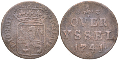 Голландская республика, Оверэйсел 1 дуит 1741 KM 90 медь 4621-718