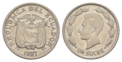 Эквадор 1 сукре 1937 KM 78.1 никель 4641-625