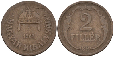 Венгрия 2 филлера 1927 BP KM 506 бронза 4115-1066