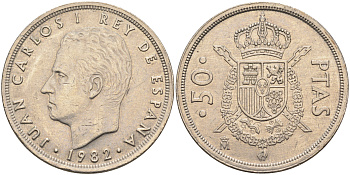 Испания 50 песет 1982 Хуан Карлос  I (1975-) KM 825 медно-никель    4590-113