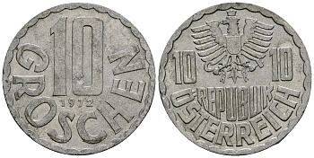 Австрия 10 грошей 1972 KM 2878 алюминий 4135-245