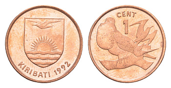 Кирибати 1 цент 1992 KM 1 бронза UNC 4613-127