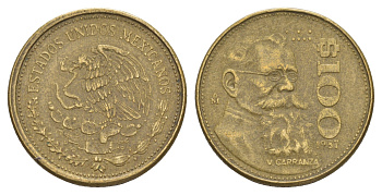 Мексика 100 песо 1988 Мо, Венустиано Карранса де ла Гарса KM 493 алюминиевая бронза 4656-1234