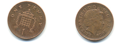 Великобритания 1 пенни 2004 Елизавета II (1952-2022) KM 986, Spink 4710 (B5) сталь плакированная медью 177-553