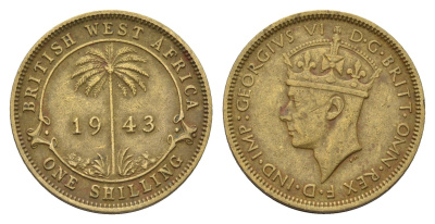 Британская Западная Африка 1 шиллинг 1943 Георг VI (1936-1952) KM 23 никель латунь 24-155