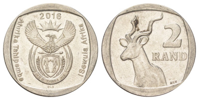 ЮАР 2 ранда 2016 KM 336 медь плакированная никелем 4628-347